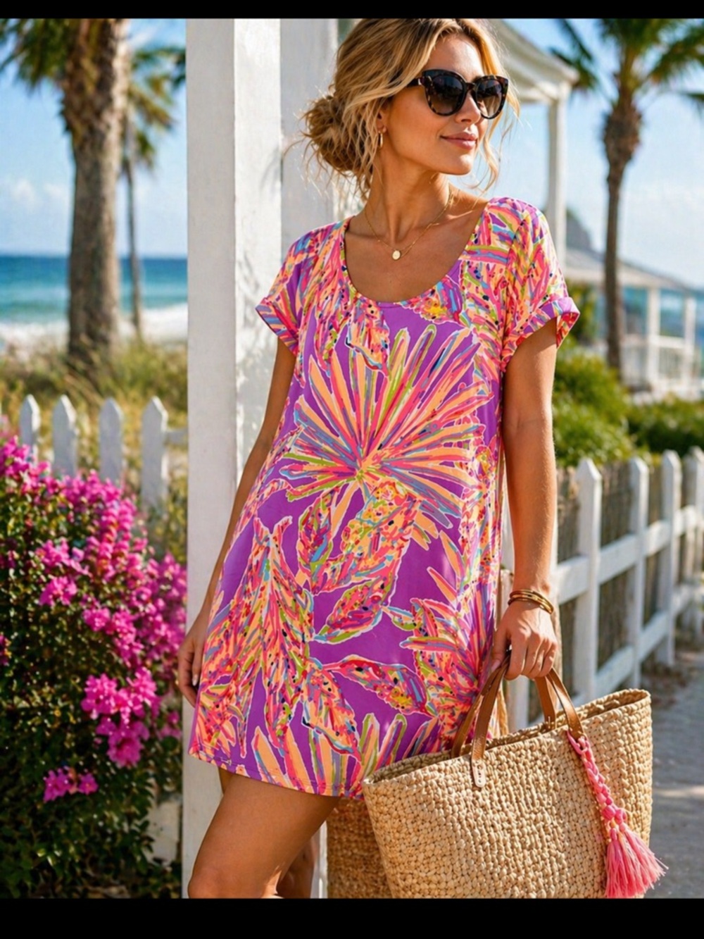 Lilly Pulitzer Tammy Dress XL Amethyst Sunseekers Pink Tropical Shift